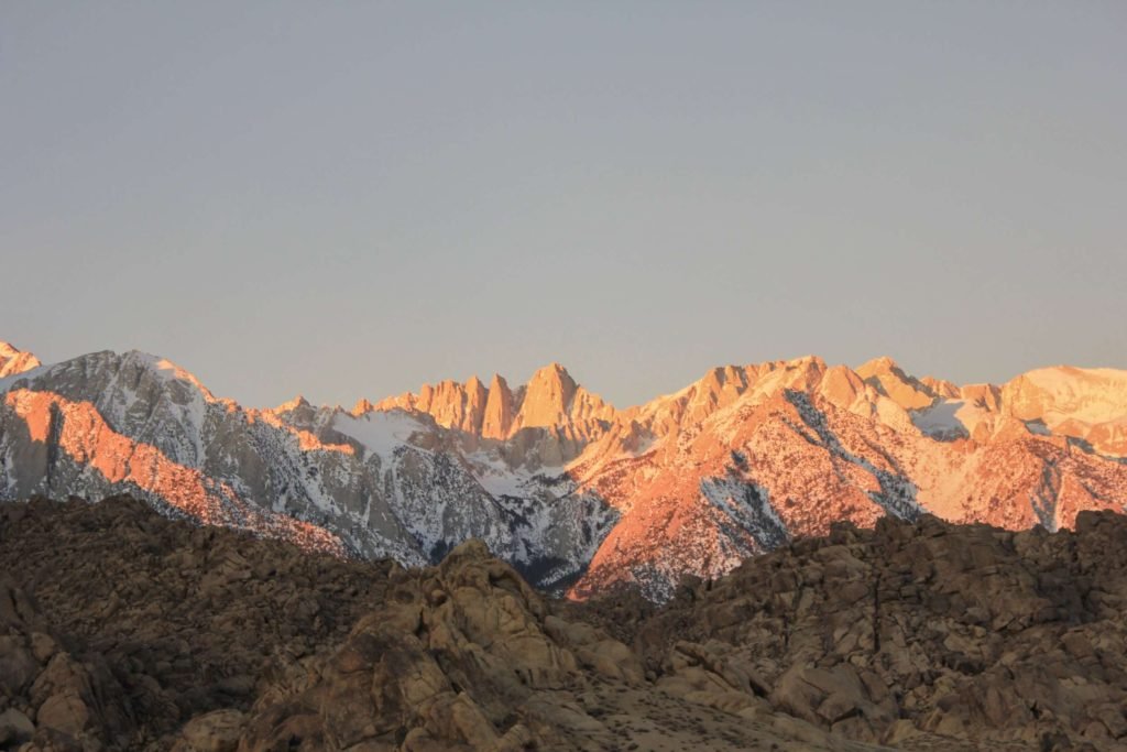 Sunrise over Mt. Whitney from Alabama Hills California