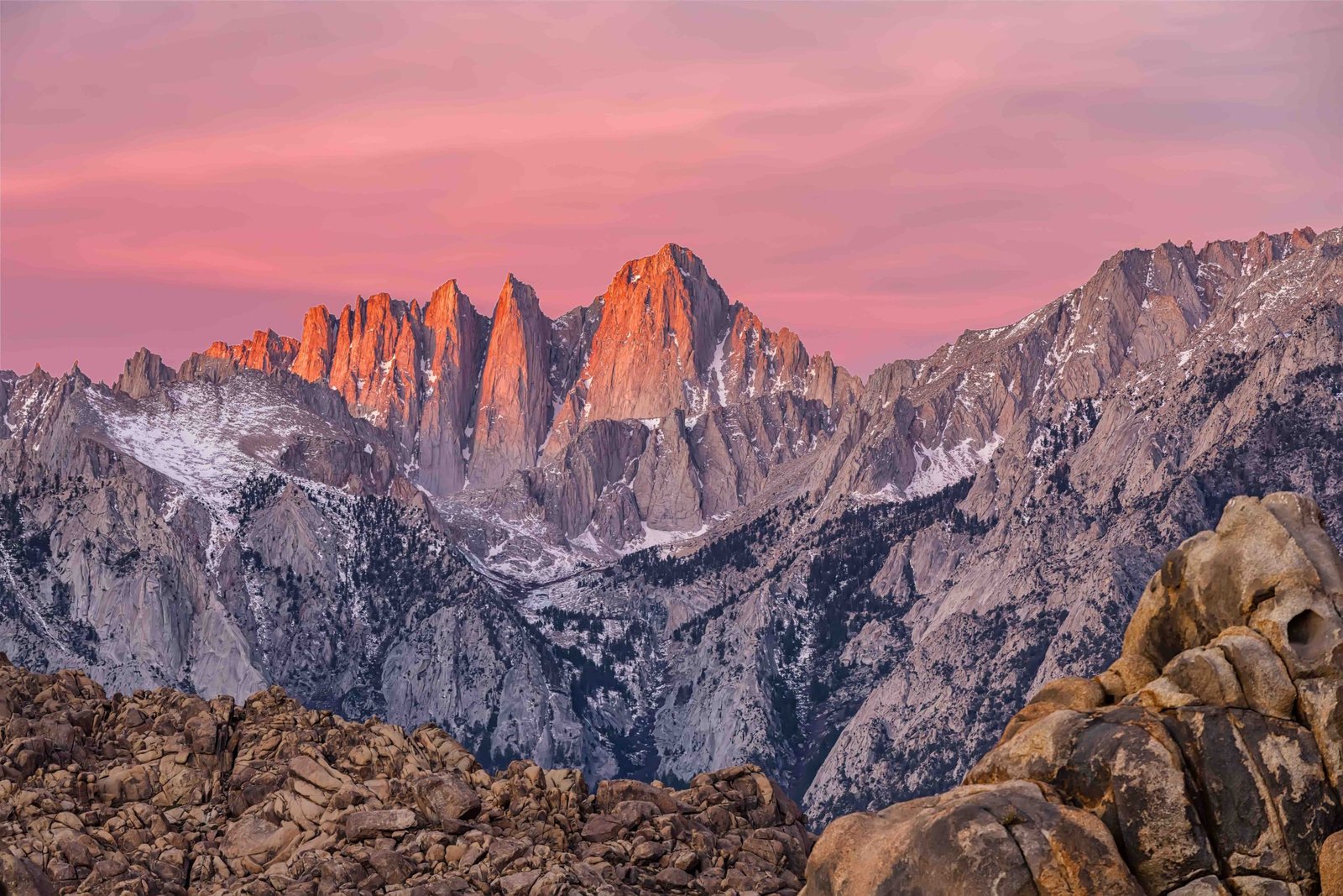 Mountain Whitney view on sunrise at Alabama Hills