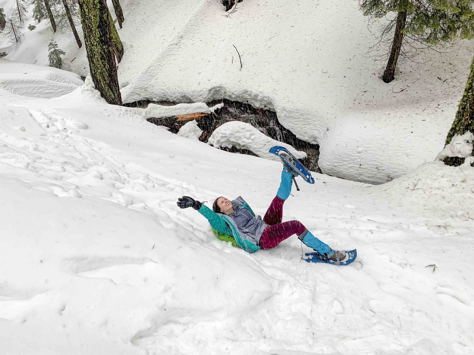 woman having fun in the snow