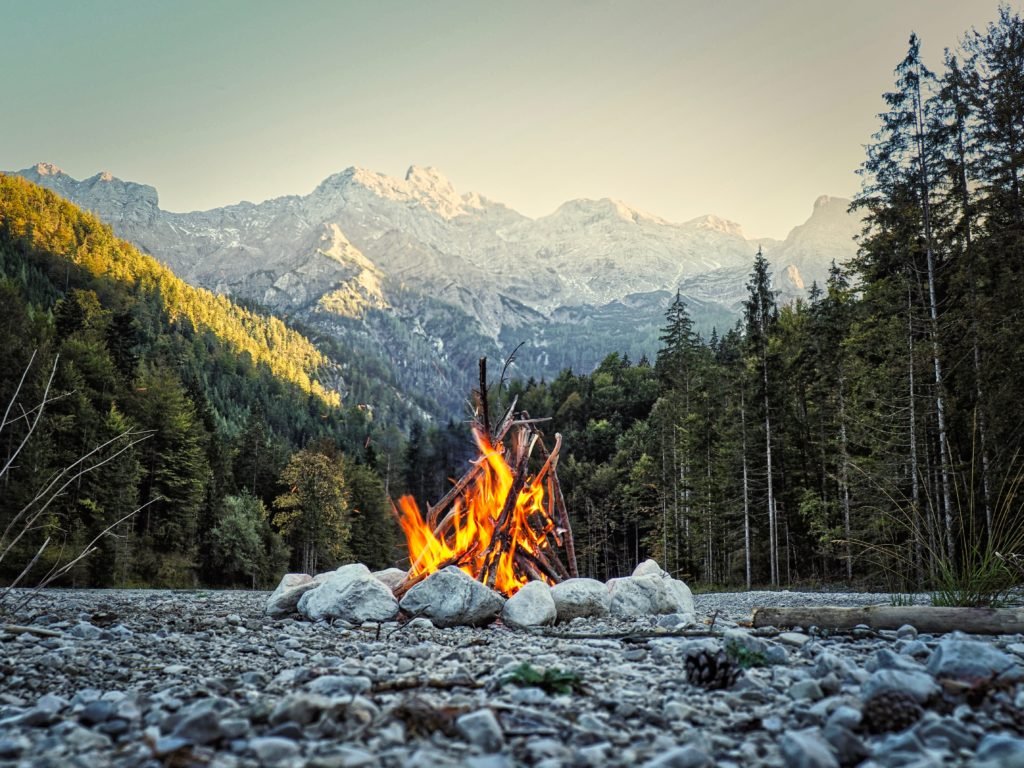 campfire in the mountains