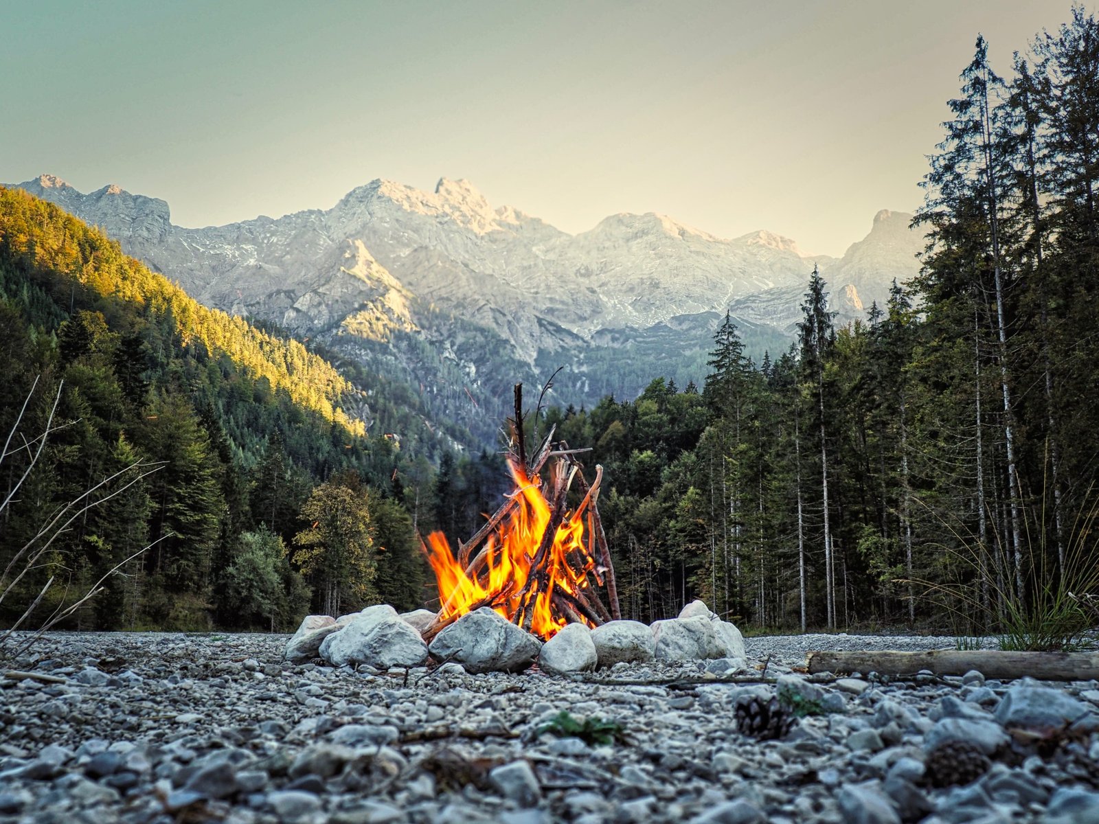 campfire in the mountains