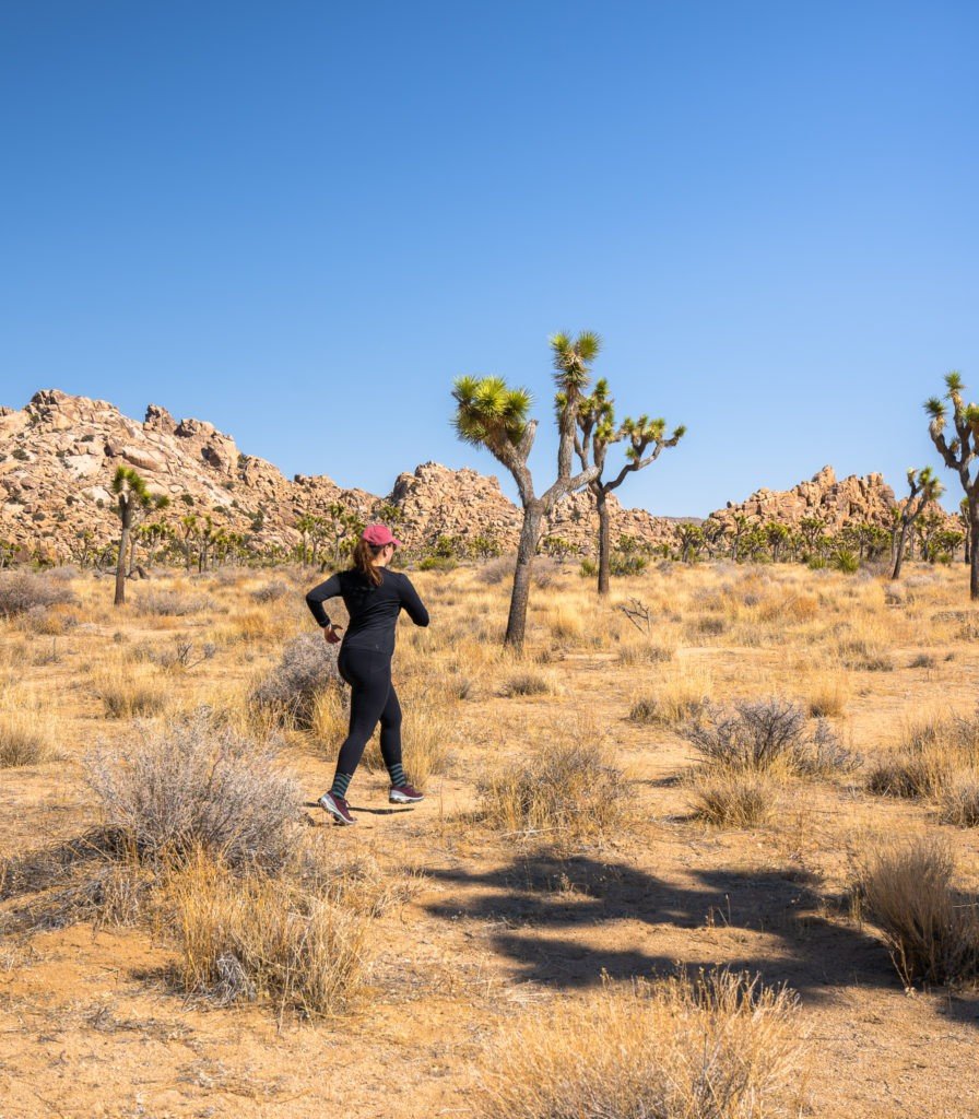 woman running in joshua tree national park
