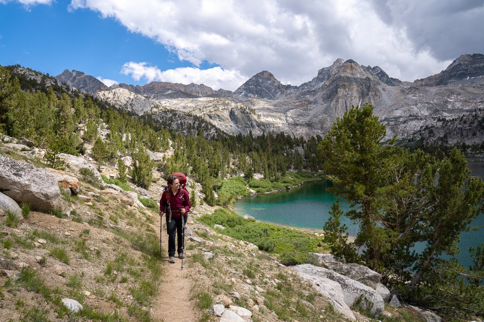 woman hiking in the mountains in california