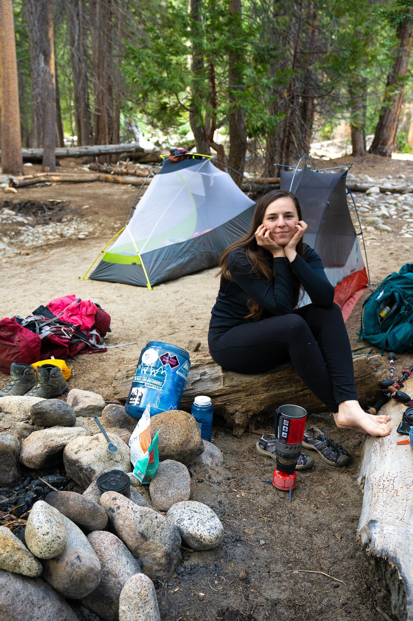 woman camping