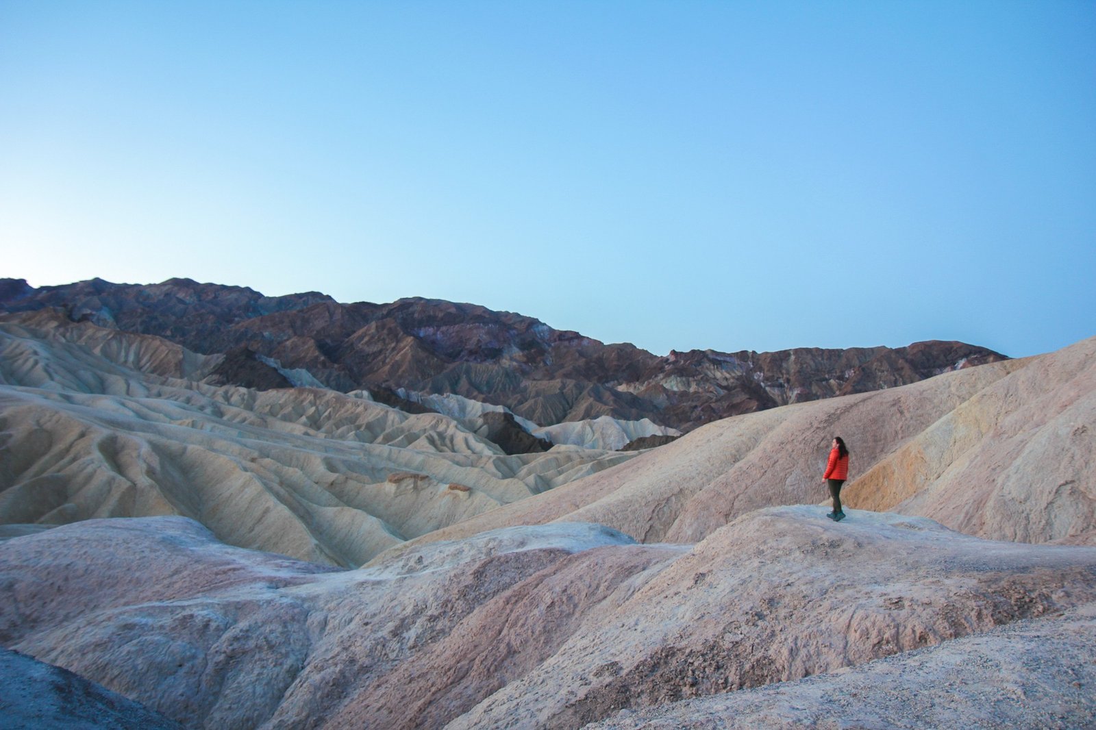 woman in Zabriskie Point sunrise